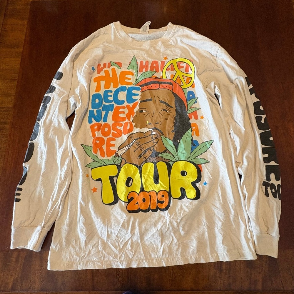 Wiz Khalifa Decent Exposure Tour 2019 Long Sleeve T-Shirt Size M Gildan Rap